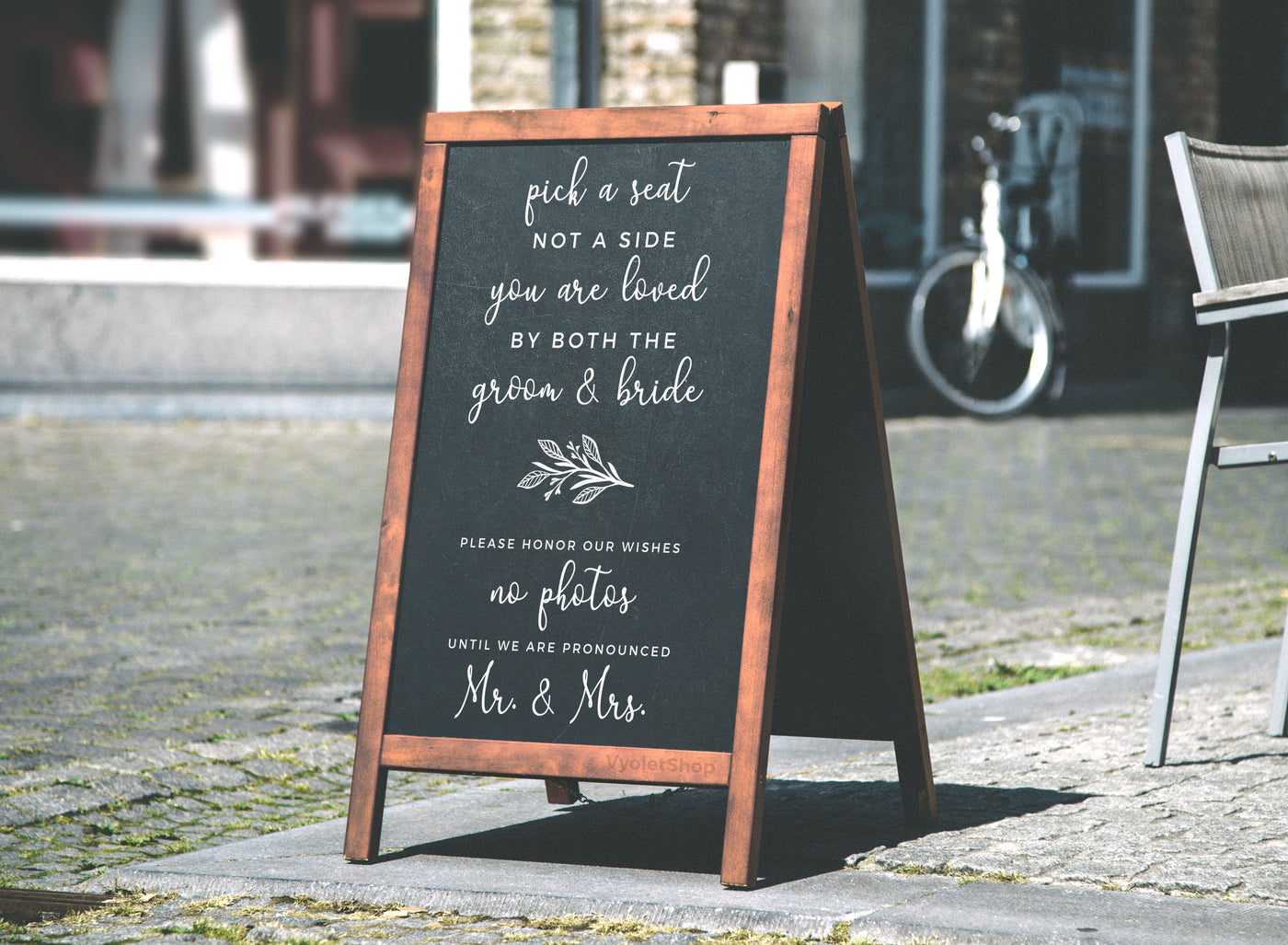 pick a seat not a side you are loved by both the groom & bride please honor our wishes no photos until we are pronounced Mr. & mrs. wedding sign chalkboard sign wedding decal  chalkboard wedding decal sign diy sign decal diy wedding budget wedding rustic wedding decor vinyl decor sticker