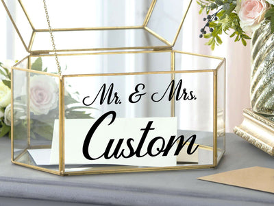 Mr. & Mrs. Wedding Decal Personalized Surname Wedding Card Box Sign Custom Vinyl Decal Sticker V.2