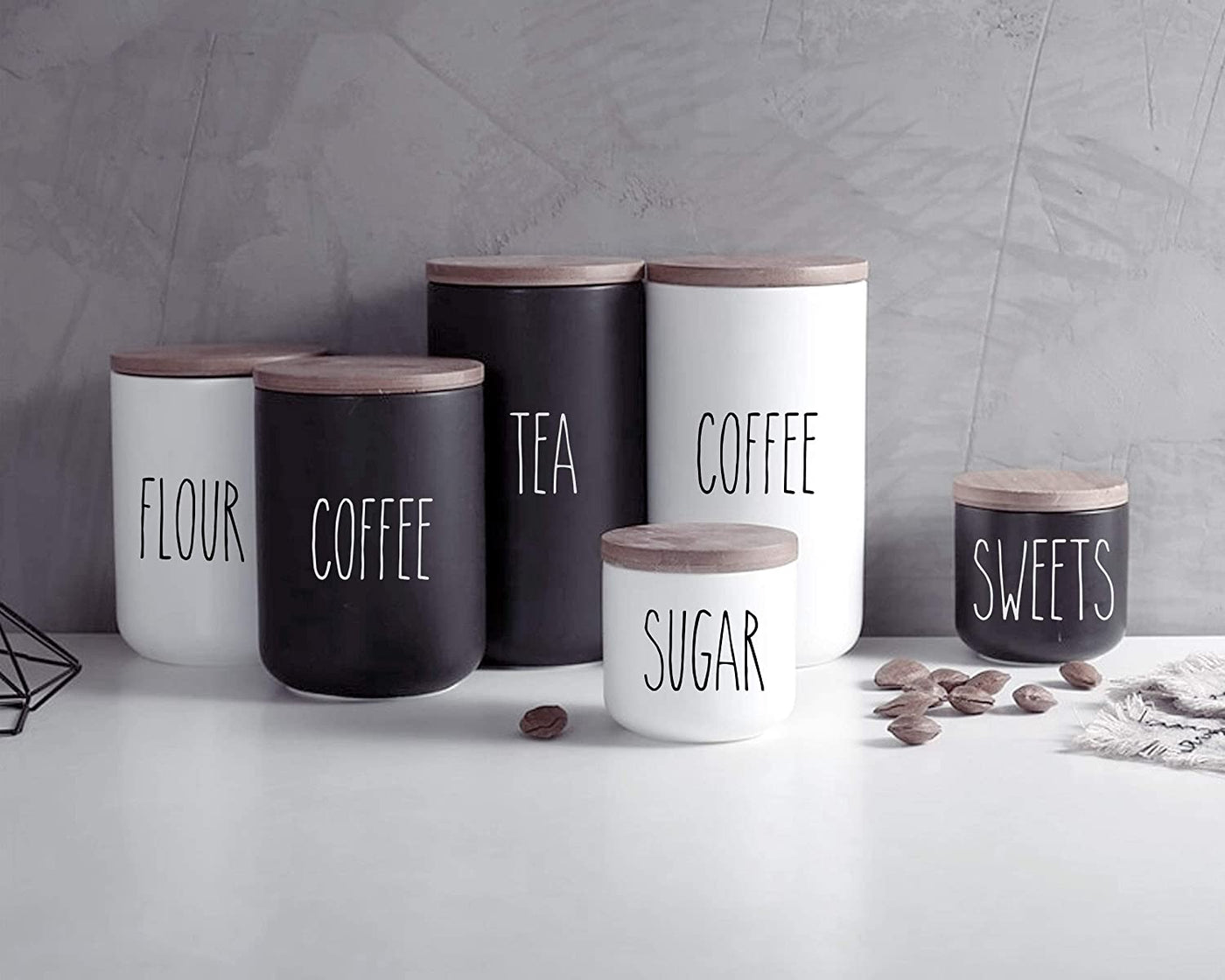 Coffee Sugar Flour Tea Kitchen Storage Labels For Ceramic / Glassware Jars Farmhouse Home Decor Vinyl Decal Stickers