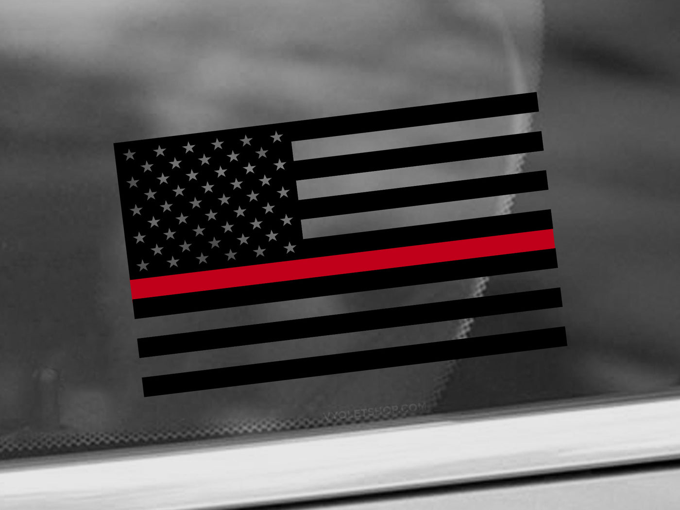Thin Red Line American Flag Fire Fighter Vinyl Decal Sticker
