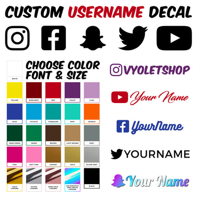 Custom Social Media Username Decal - Personalized Username Sticker - Social Media Car Window Vinyl Decal Sticker