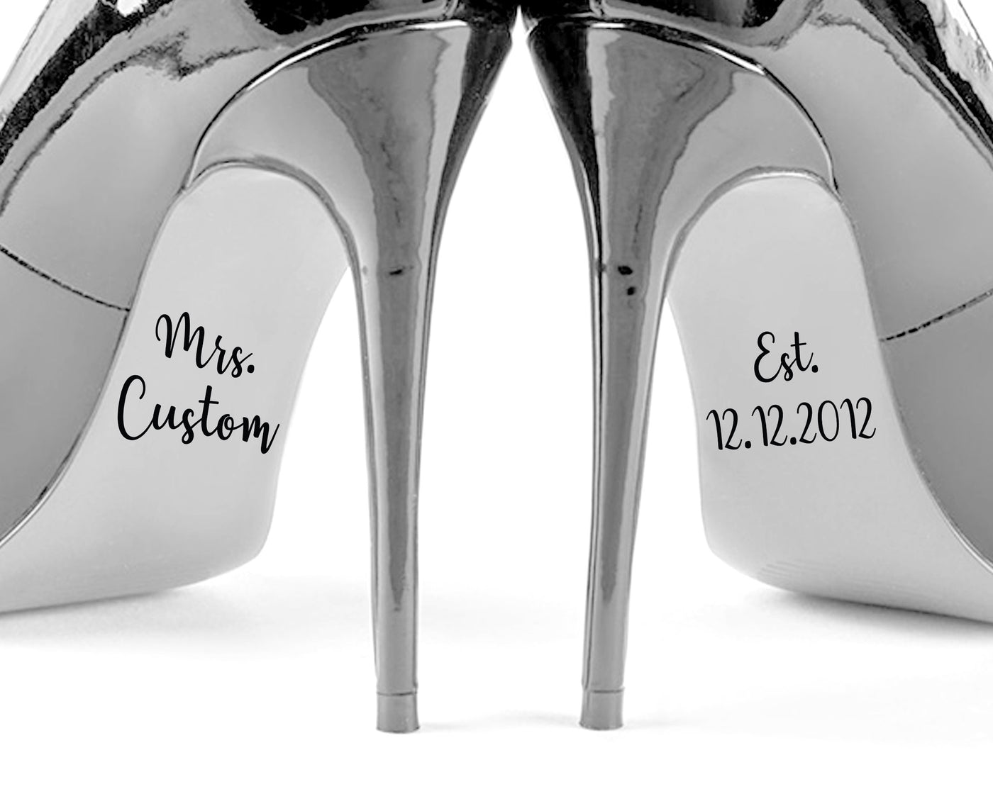Custom Wedding Shoe Decal - For Bridal Shoe Mrs. Custom Surname and Date